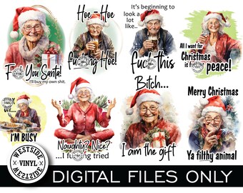 PNG-BUNDEL X8 - sublimatieontwerpen - grappige ontwerpen voor kerstmok - sublimatiebestand - sublimatie afdrukken png - vloek png kerst