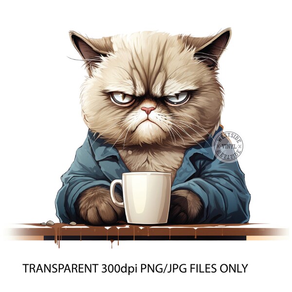 grumpy cat sublimation file - download only - cat sublimation designs for print - tired cat sublimation designs png files clipart