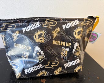 Purdue Boilermakers Zipper Pouch, Waterproof Oilcloth Cosmetic, make up, pencil, snack zip Bag