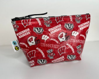 Wisconsin Badgers Cosmetic, pencil Bag, Laminated Cotton Zipper Pouch (Waterproof)