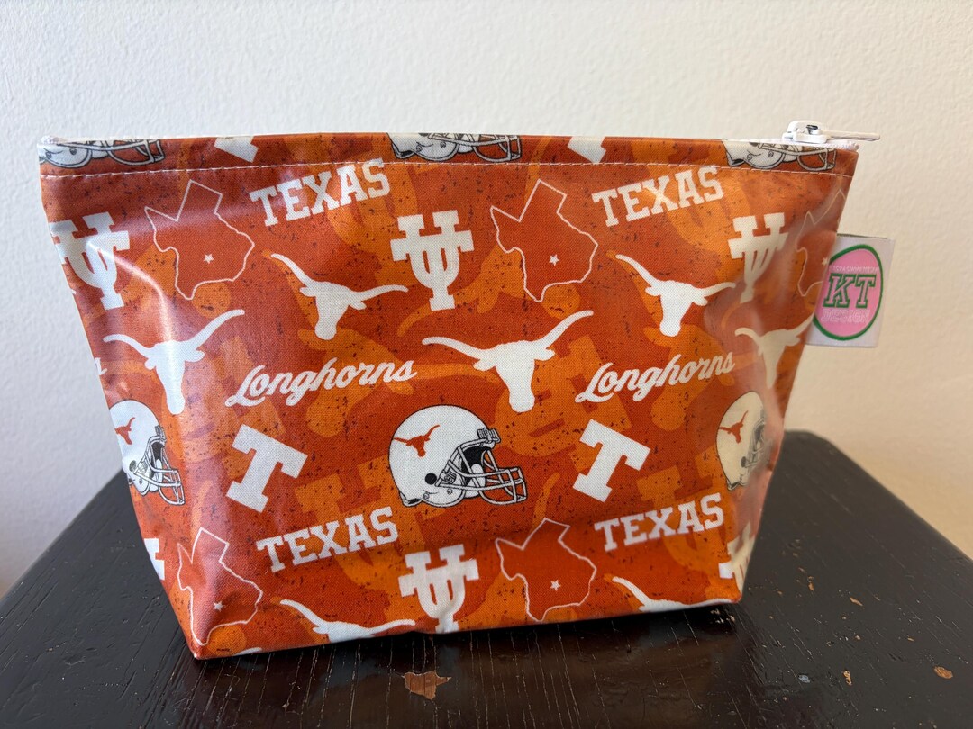Texas Longhorns Oilcloth and Laminated Cotton Molly Zip It, Pencil Bag