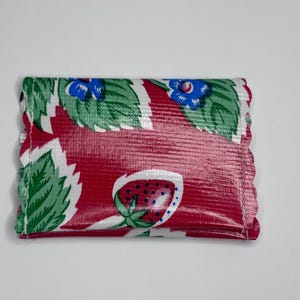 Mini billetera con tarjetero, efectivo, tarjetas de visita y tarjetero de regalo, billetera de hule rojo fresa