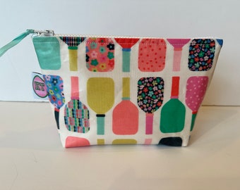 Floral Pickleball makeup, toiletries, pencil zip it bag