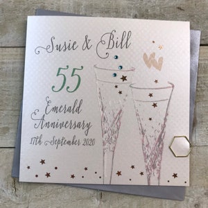 Cartão de aniversário de 55 anos esmeralda personalizado - Design de flautas - marido, esposa, mãe e pai, amigos especiais, avós