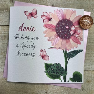 Speedy Recovery after your Operation, Get Well Soon handmade card - get better very soon, recover quickly personalised card