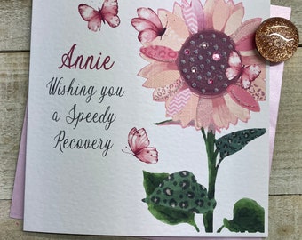 Speedy Recovery after your Operation, Get Well Soon handmade card - get better very soon, recover quickly personalised card