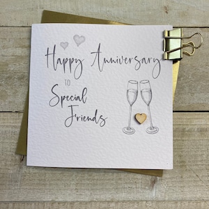 Biglietto d'auguri fatto a mano per l'anniversario degli amici speciali - speciale, personalizzato, fantastico, i migliori amici - calici da champagne, drink per festeggiare