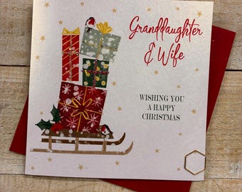 Granddaughter & Partner, Wife, Girlfriend, Partner Christmas Handmade Card - Special Granddaughter - same sex XMAS CARD