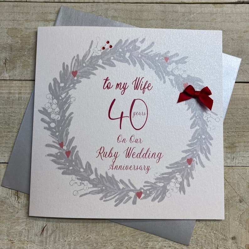 40th Ruby Anniversary Card - for Wife, Husband, Mum & Dad, Special ...