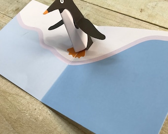 Carte pop up - Design pingouin par 2ToTango - coquelicot