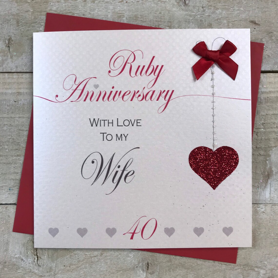 Ruby 40th Anniversary Card for Grandparents, Husband, Wife, Mum & Dad ...