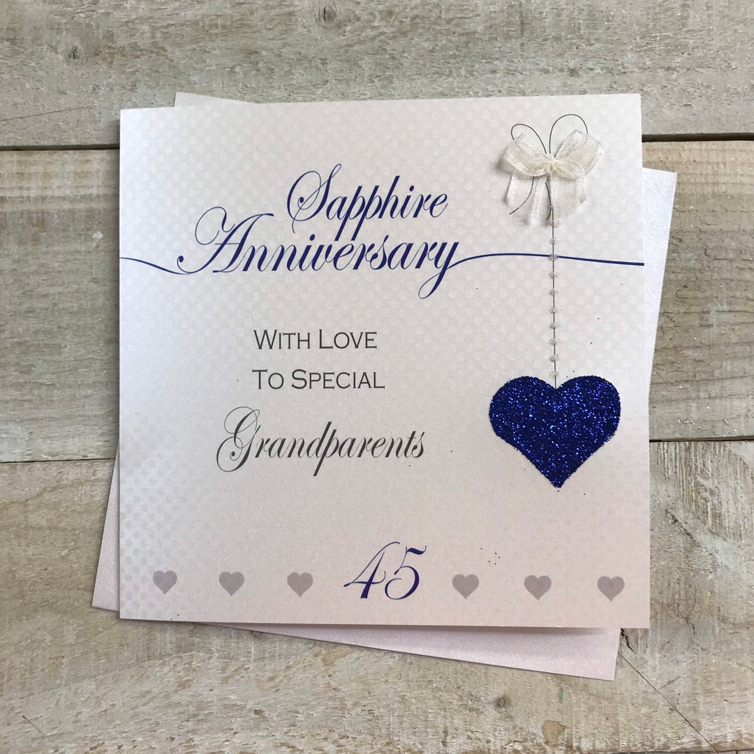 Sapphire 45th Anniversary Card for Grandparents Husband Wife Mum & Dad ...