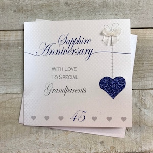Tarjeta sapphire 45th Anniversary para abuelos marido y mujer mamá y papá, mamá y papá corazón Diseño LLA45g