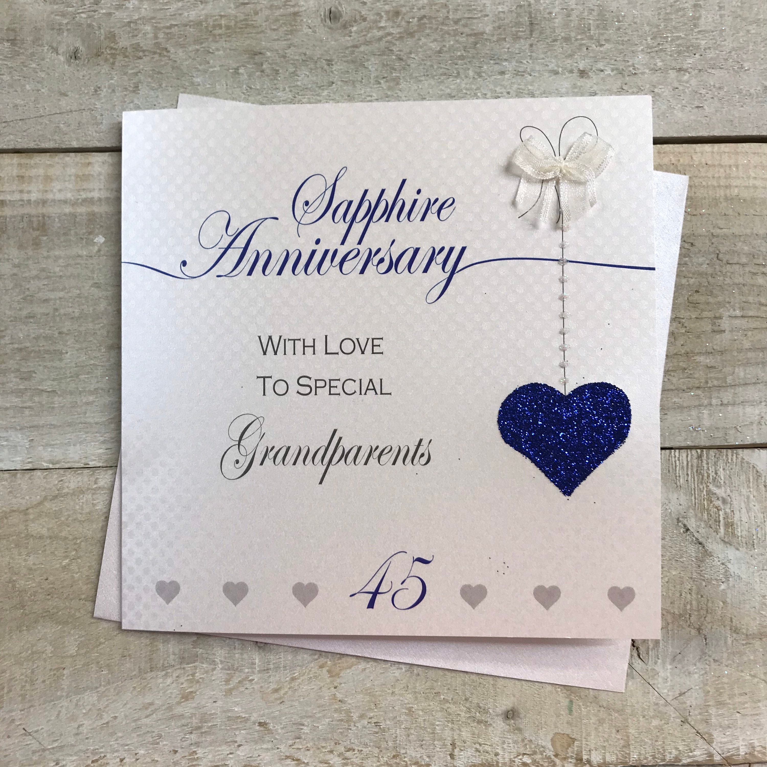 Sapphire 45th Anniversary Card for Grandparents Husband Wife Mum & Dad ...
