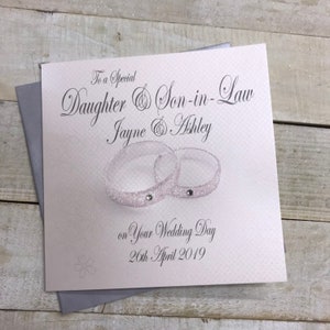 Personalised Wedding Card Daughter/Son & Son/Daughter-in-Law Rings Design PPS82/PPS83 Bespoke handmade wedding card for a special couple image 1