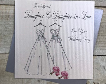 Daughter & Daughter-in-law Wedding Card - Same sex Wedding Day Card - daughters wedding handmade card