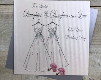 Daughter & Daughter-in-law Wedding Card - Same sex Wedding Day Card - daughters wedding handmade card