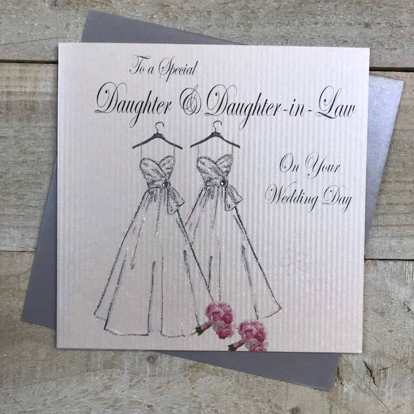 Daughter & Daughter-in-law Wedding Card - Same sex Wedding Day Card - daughters wedding handmade card