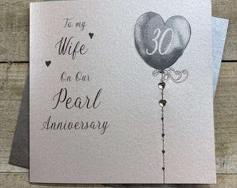 Pearl Wedding Anniversary Card, 30th Anniversary Card For Mum