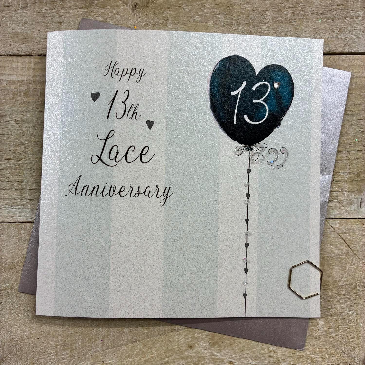 13th Lace Anniversary Card - for Wife, Husband, Mum & Dad, Special