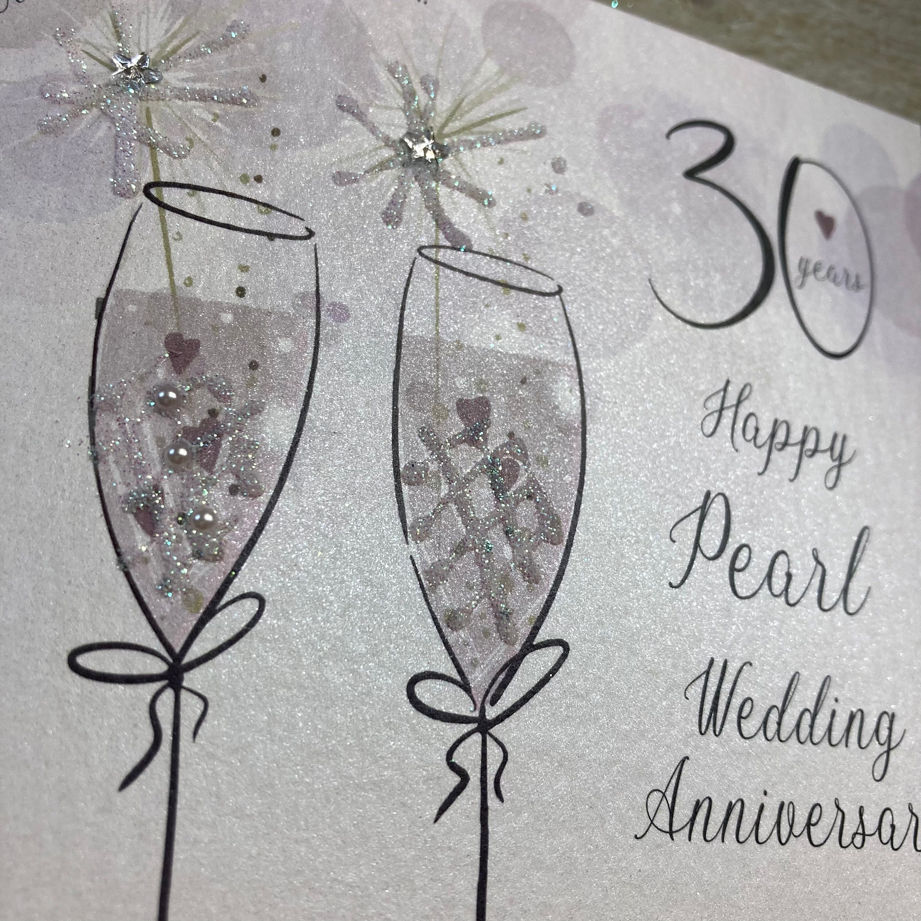 30th Pearl Anniversary Handmade Card - Flutes Design Special Friends ...