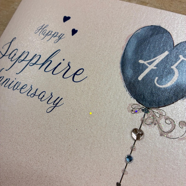 Sapphire 45th Anniversary Card for Grandparents Husband Wife Mum & Dad ...