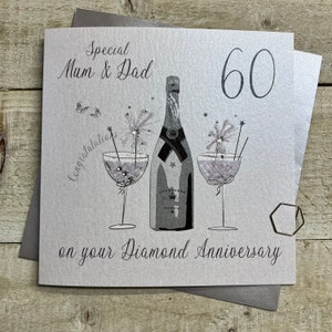 Carte 60e anniversaire en diamant pour grands-parents, mari, femme, maman et papa - papa et maman, soeur ou frère