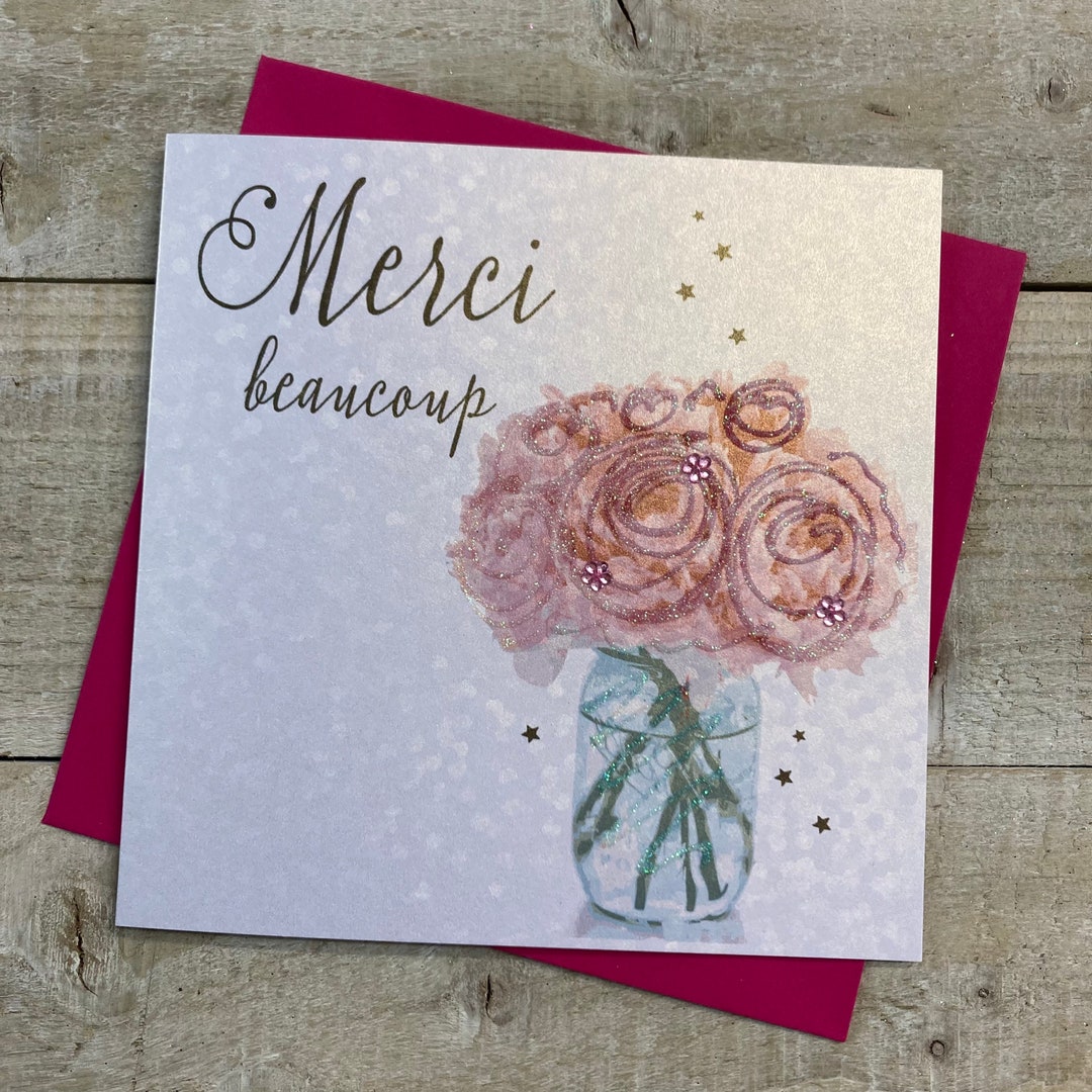 Merci Beaucoup French Thank You Card French Wording Thank You Flowers