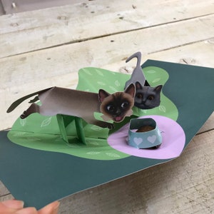 Pop-up-Karte - 2 Katzen Design von 2ToTango, Pussy Katzen, beste Freunde