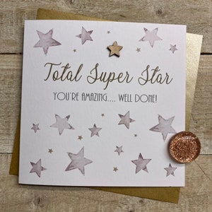 Superster, geslaagd voor rijexamen, geslaagd, vingers gekruist, veel geluk, zo trots op je, goed gedaan, gefeliciteerd handgemaakte kaart