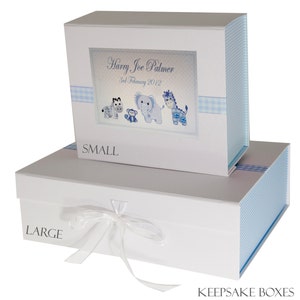 Personalisierte Neue Baby Erinnerungsbox - Blaues Spielzeug Design PL1 - Besondere Erinnerungen Box, 1. Geburtstag, Sohn, Enkel, wunderschöner Junge
