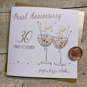 30th Pearl Anniversary Handmade Card - Flutes Design Special Friends ...