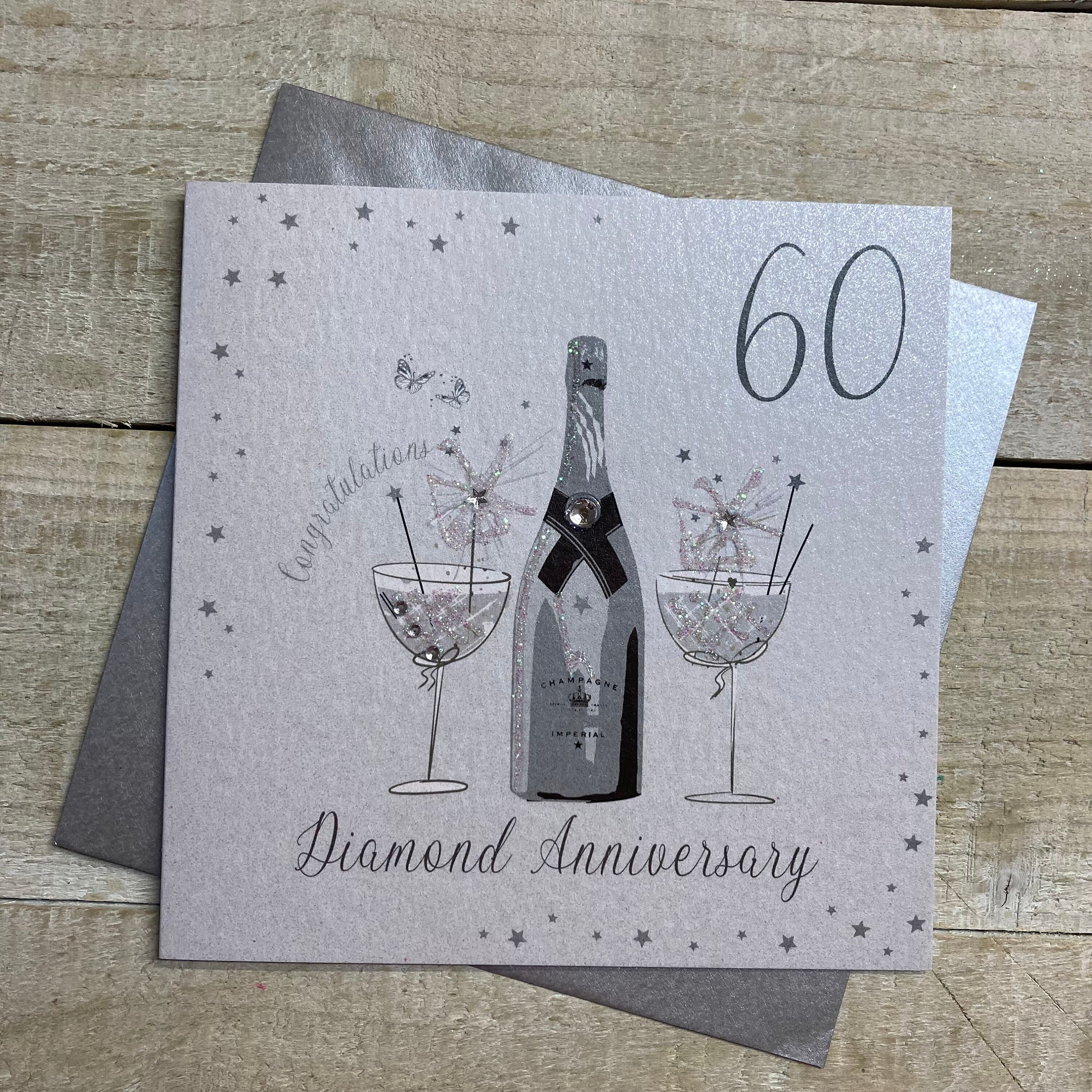 Biglietto d'auguri per anniversario di nozze di diamante, 60° anniversario di matrimonio, biglietto d'auguri per 60° anniversario di matrimonio per coppia speciale, biglietto personalizzato - Italia