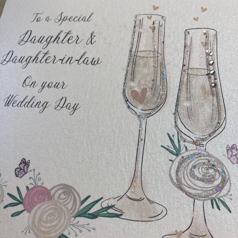 Daughter & Daughter-in-law Wedding Card - Same sex Wedding Day Card - daughters wedding handmade card image 8