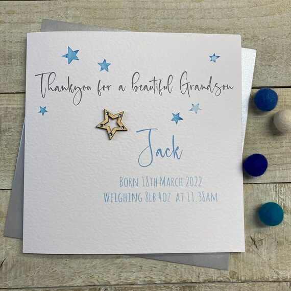 Handgefertigte Babykarte "Thank You For Our New Granddaughter" - 16x16 Cm, Mit Umschlag, Personalisierbar