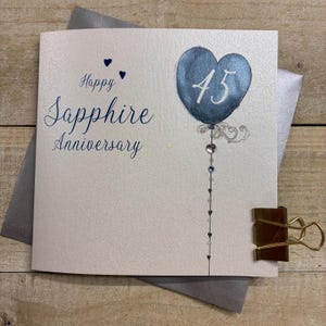 Sapphire 45th Anniversary Card for Grandparents Husband Wife Mum & Dad ...