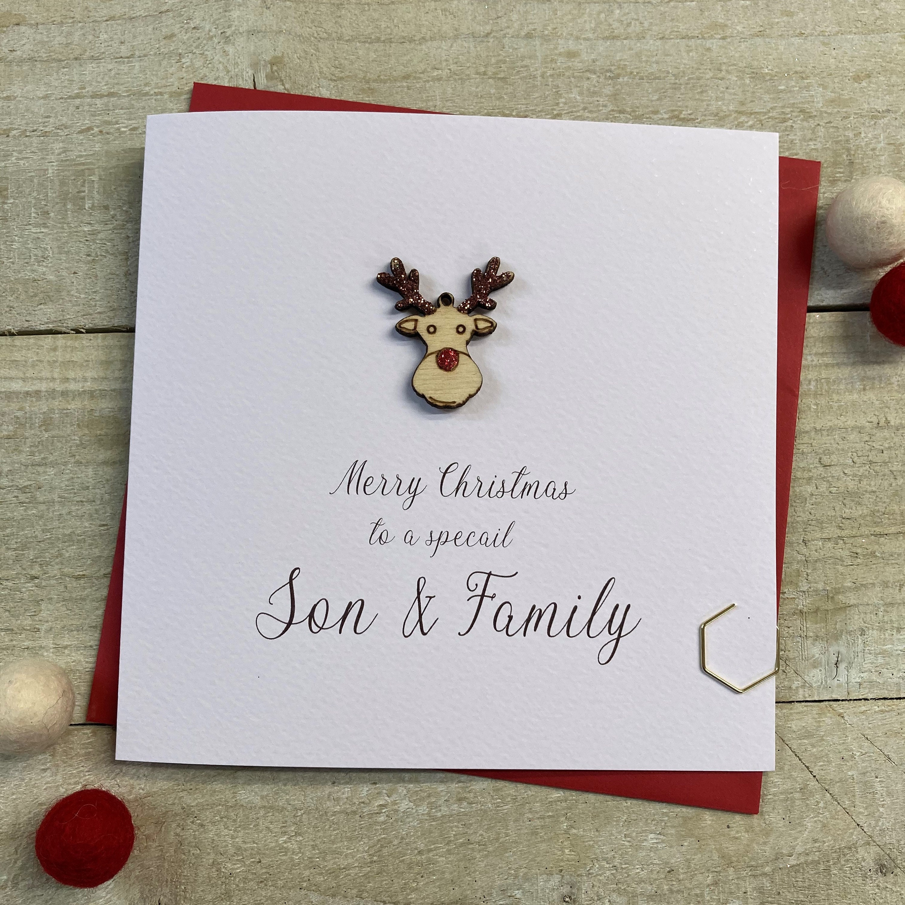 Biglietto Di Natale Per Figlio E Nuora – Design Artistico Con Champagne E Cuori, Finiture Oro E Glitter, Prodotto Ecologico Nel Regno Unito