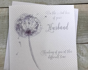 Sympathy Card - loss of Husband, Brother, Son, Grandad, Dad, Friend - sympathy dandelion OR wreath card - in memory of - condolence card