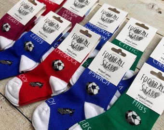 Calcetines de fútbol de la suerte para bebé o bolígrafo - Recién nacido - Calcetines de algodón de lujo de 2 años - Regalo para bebé recién nacido, lindos, suaves - Calcetines a juego para fanáticos del fútbol para bebé y adulto