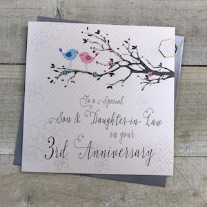 Belle-fille et gendre ou beau-fils et belle-fille - Carte du 3e anniversaire en cuir - pour un couple spécial ! 1 3 4 5 6 7 8 9 10 coton