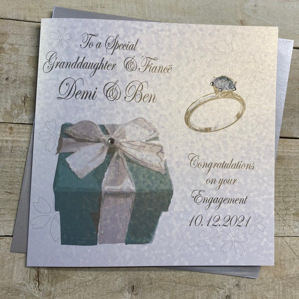 Son, Goddaughter, Grandson, Sister & Fiancé Engagement Card - Engagement Ring personalised- Daughter and fiancé , brother and fiancé