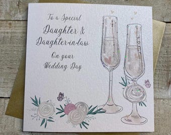 Daughter & Daughter-in-law Wedding Card - Same sex Wedding Day Card - daughters wedding handmade card