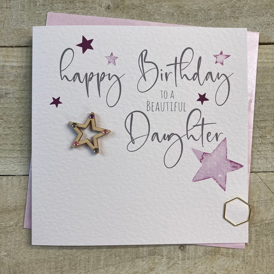 Daughter Birthday Card Handmade Special Card Stars Unicorn Cake 