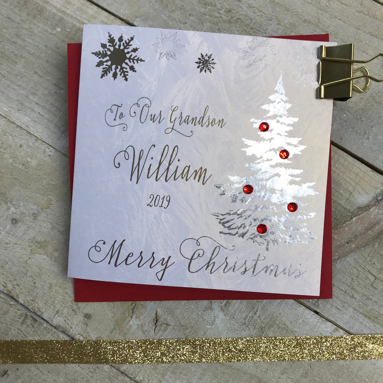Personalised Foiled Christmas Card Husband Wife daughter | Etsy