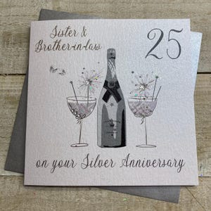 Biglietto d'auguri per il 25° anniversario di matrimonio in argento per nonni, moglie, marito, mamma e papà, sorella, fratello, figlia, figlio