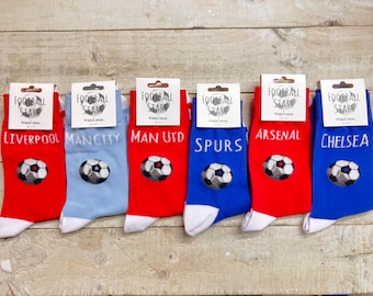 Football Lucky Socks or Pens - UK SIZE 2-7,  8-12, BABY Luxury Cotton Socks - Footy Fan, Lucky ,- Matching dad & baby socks, Favourite team