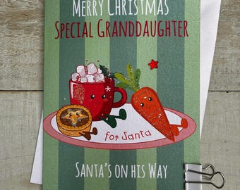 Grandson & Granddaughter, little girl, little boy, Daughter, Son - Cute Character Christmas Card - Doodlebugs, cute food