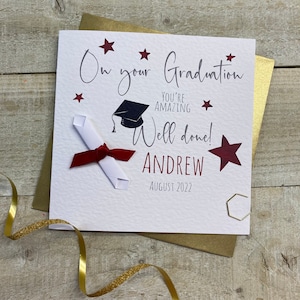 Carte de graduation - filleule filleul nièce soeur frère neveu - rouleau attaché à la main. Beau-frère Belle-sœur Petite-fille Petit-fils Fils