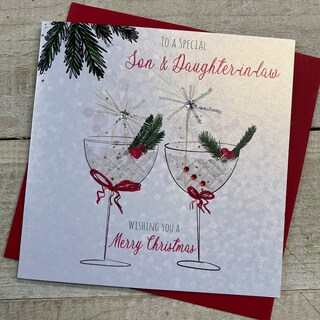 Biglietto Di Natale Tradizionale Per Figlio E Famiglia - 23x15 Cm, Design Slitta E Renne, Cartoncino Premium