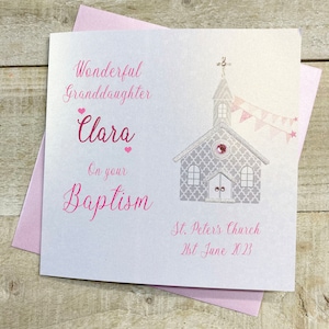 Personalisierte Besondere Enkelin Tochter Nichte Patentochter Taufe / Taufkarte - Pink Church